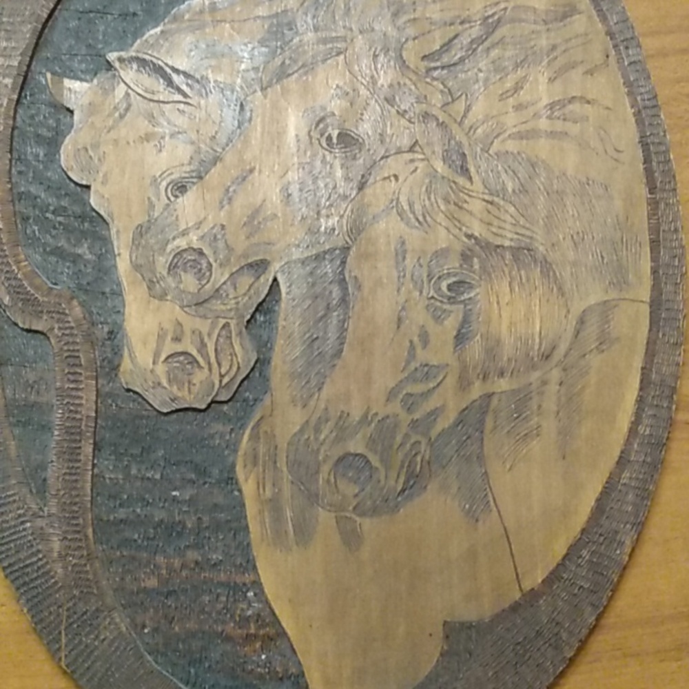 Flemish art, wood, vintage/antique pyrography